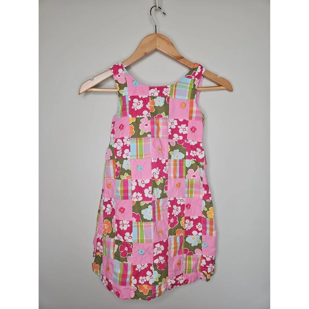 Gymboree Dress 8 Pink Patchwork Madras Plaid Embroidered Cotton Cottage Preppy